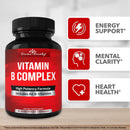Super B Complex Vitamins - All B Vitamins Including B12, B1, B2, B3, B5, B6, B7, B9, Folic Acid - Vitamin B Supplement - Support Healthy Energy Metabolism - 90 Vegetarian Capsules
