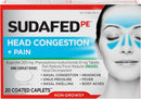 PE Non-Drowsy Head Congestion + Pain Relief Caplets with Ibuprofen 200 Mg & Phenylephrine Hcl 10 Mg, Nasal Decongestant & NSAID Pain Reliever & Fever Reducer, 20 Ct