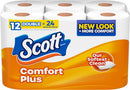 Comfortplus Toilet Paper, 12 Double Rolls, 231 Sheets per Roll, Septic-Safe, 1-Ply Toilet Tissue