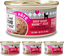 Wet Cat Food - Beef, Right Meow! Pâté Grain Free, Filler Free, 3Oz Pack of 4 Cans