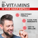 Super B Complex Vitamins - All B Vitamins Including B12, B1, B2, B3, B5, B6, B7, B9, Folic Acid - Vitamin B Supplement - Support Healthy Energy Metabolism - 90 Vegetarian Capsules