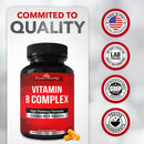 Super B Complex Vitamins - All B Vitamins Including B12, B1, B2, B3, B5, B6, B7, B9, Folic Acid - Vitamin B Supplement - Support Healthy Energy Metabolism - 90 Vegetarian Capsules