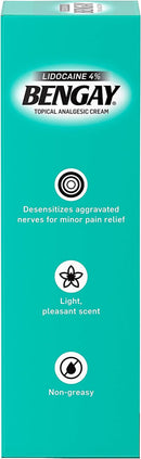 Pain Relieving Lidocaine Cream, Non-Greasy Topical Analgesic Cream with the Maximum Strength Numbing Relief of 4% Lidocaine Hcl, Pleasant and Soothing Tropical Jasmine Scent, 3 Oz