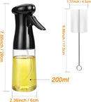 Olive Oil Sprayer for Cooking,200 Ml Food Grade Olive Oil Spray Bottle Premium Oil Mister with Brush Oil Sprayer for Air Fryer, BBQ, Salad, Baking,Grilling Kitchen Tools