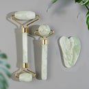 Natural Jade Rollers with Gua Sha Scraper Set of 3 Massage Tool