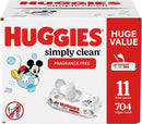 Simply Clean Fragrance-Free Baby Wipes, Unscented Diaper Wipes, 64 Count(Pack of 11) (704 Wipes Total)