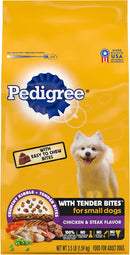 with Tender Bites Small Dog Complete Nutrition Small Breed Adult Dry Dog Food, Chicken & Steak Flavor Dog Kibble, 3.5 Lb. Bag