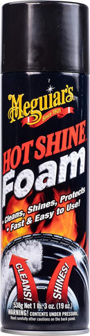 Hot Shine Tire Foam - High Goss Tire Shine That Cleans, Shines, and Protects in One, Deep, Black Shine with Conditioners and UV Protection to Help Keep Tires Looking like New, 19 Oz Aerosol