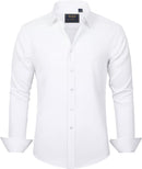 Men'S Dress Shirts Solid Long Sleeve Stretch Wrinkle-Free Formal Shirt Business Casual Button down Shirts
