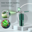 Portable Air Compressor Kit Paint Spray Gun with 3D Geometric Sicker Lines for Mesmerizing Nail Art and Stunning Tattoos: Unleash Your Creativity
