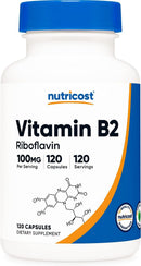Vitamin B2 (Riboflavin) 100Mg, 120 Capsules - Gluten Free and Non-Gmo