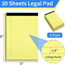 Legal Pads 5" X 8", 6 Pack Yellow Note Pads, College Ruled Yellow Lined Paper Pads, Letter & Legal Ruled Pads, 30 Sheets per Small Writing Pads 5X8 for School, Home, Office, Business