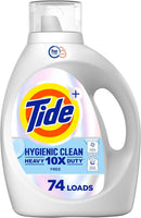 Hygienic Clean Heavy Duty 10X Free Liquid Laundry Detergent, HE Compatible, Unscented, 74 Loads, 105 Fl Oz