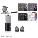 Portable Air Compressor Kit Paint Spray Gun with 3D Geometric Sicker Lines for Mesmerizing Nail Art and Stunning Tattoos: Unleash Your Creativity