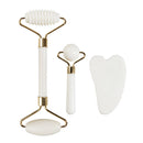 Natural Jade Rollers with Gua Sha Scraper Set of 3 Massage Tool